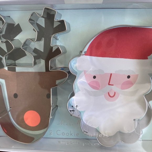 Meri Meri Santa Claus Face & Reindeer w/Antlers Cookie Cutters 4" NEW Metal - Picture 2 of 2